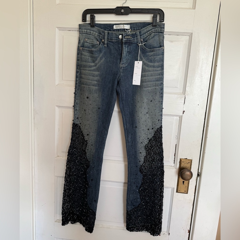 Vintage Paris Chic Women’s Flare Jeans Size 4 Originally 195.00 Embellished - Picture 2 of 13